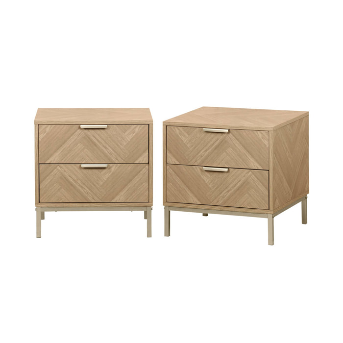 Lot de 2 tables de chevet. Budapest. deux tiroirs. L 45 x l 40 x H 45cm