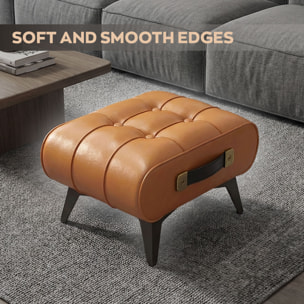 Kumo - Sgabello Pouf Ottomano Moderno 35,5x25x30 cm Poggiapiedi in Similpelle Cuoio