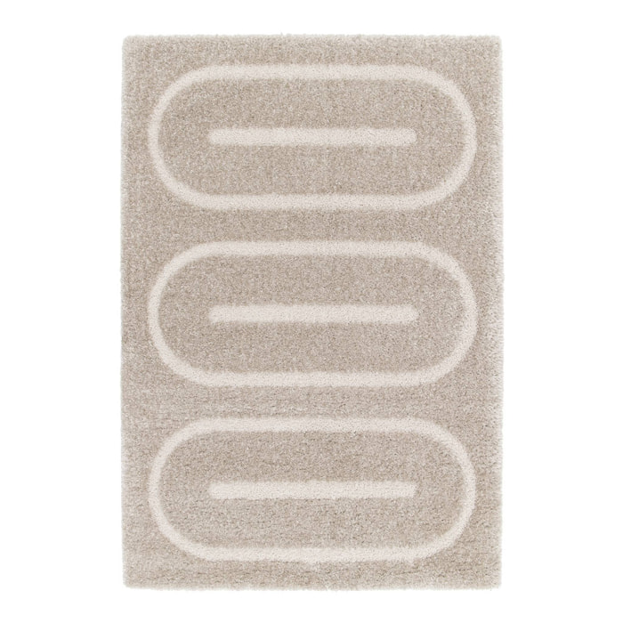 Tapis intérieur motifs géométriques taupe PIO