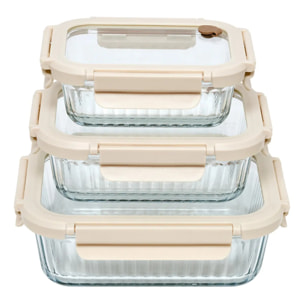 3 boîtes de conservation Clipeat+ rectangulaires 1/3,7/6,4L transparent