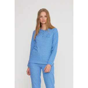 Pigiama donna heart in punto milano con collo tre bottoni Noidinotte