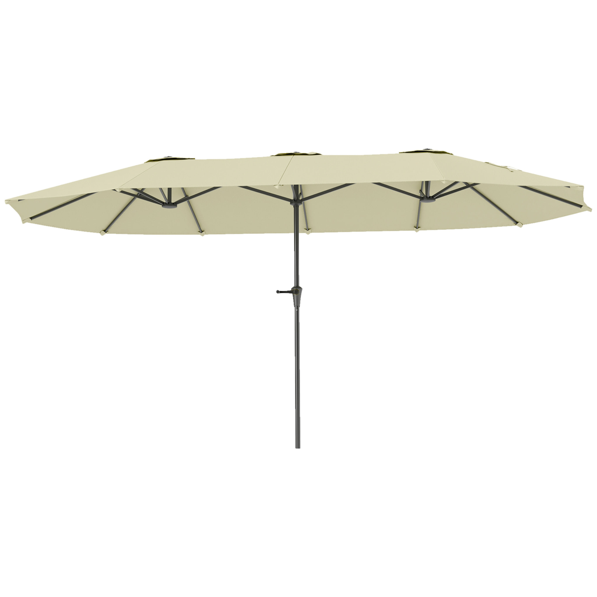 Sombrilla Doble 4x2,2 m Sombrilla Terraza Exterior con Manivela Manual Impermeable y Protección UV30+ Parasol Grande para Terraza Playa Piscina Crema