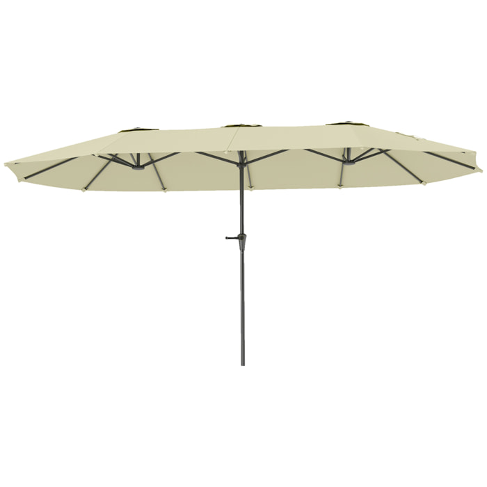 Sombrilla Doble 4x2,2 m Sombrilla Terraza Exterior con Manivela Manual Impermeable y Protección UV30+ Parasol Grande para Terraza Playa Piscina Crema