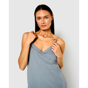 Camisón corto tirantes vainica índigo