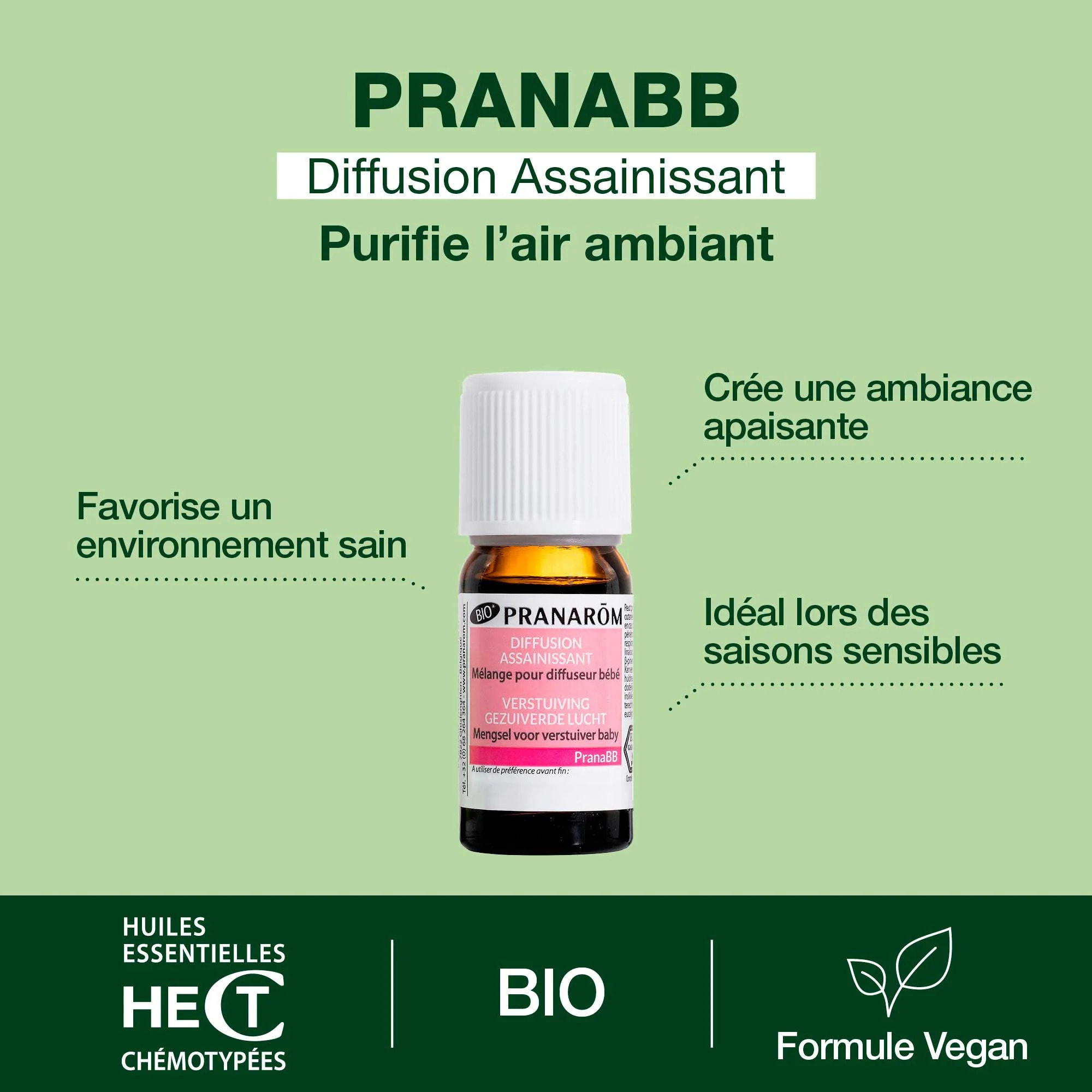 Pranarom - Diffusion Assainissant pour bébé - Bio - 10 ml