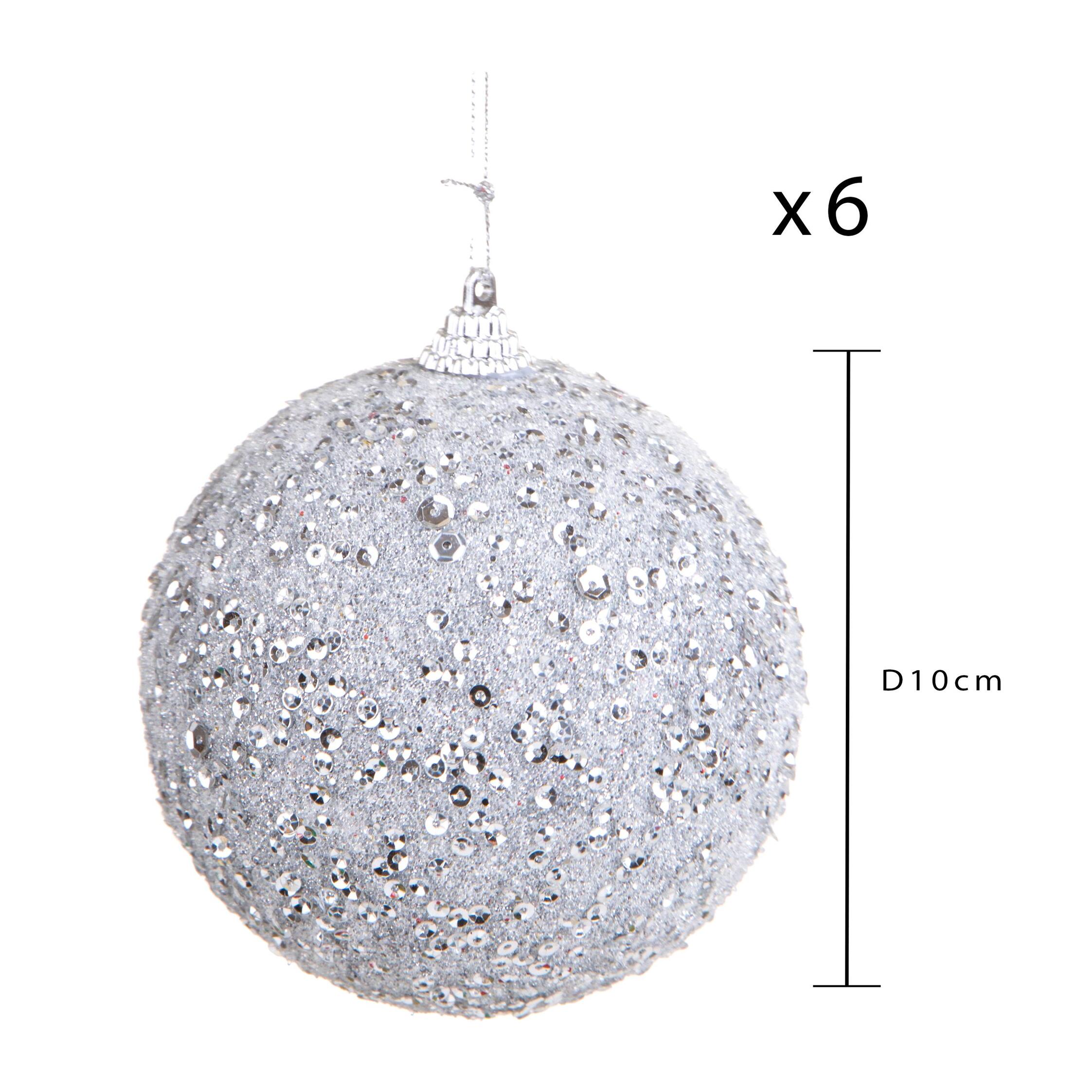 Sfera per 6 con Strass - Pezzi 1 - Colore Argentato - 10x10Hx10cm - Bianchi Dino