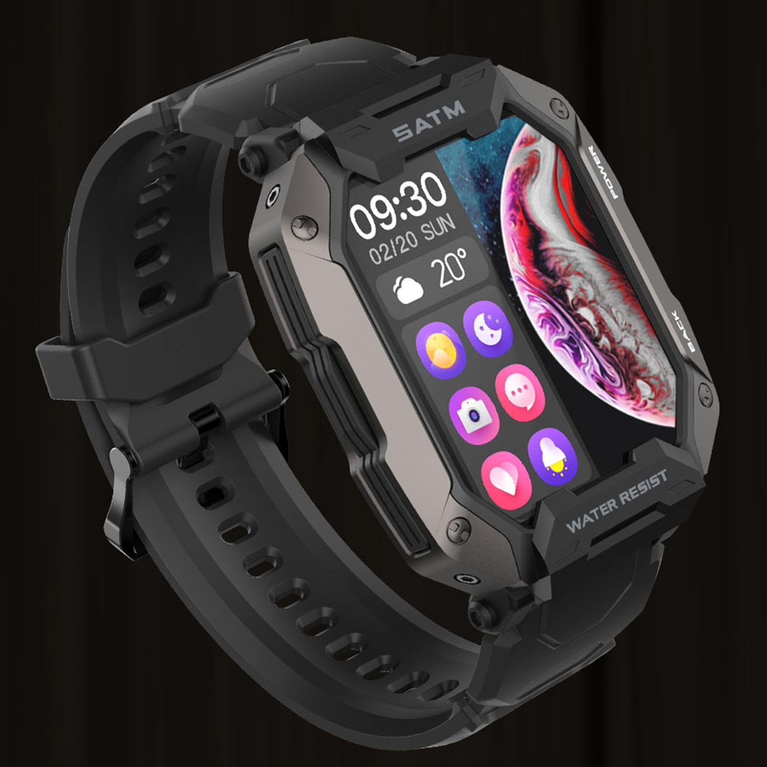 Smartwatch sommergibile C20, schermo da 1,7 pollici e 24 modalità sportive. Monitoraggio cardiaco e O2.