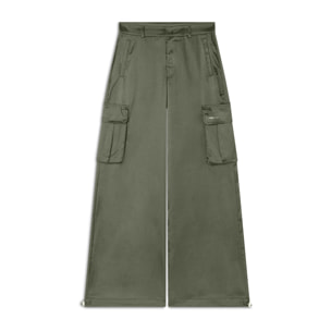 Pantaloni Cargo effetto seta wide leg con fondo regolabile