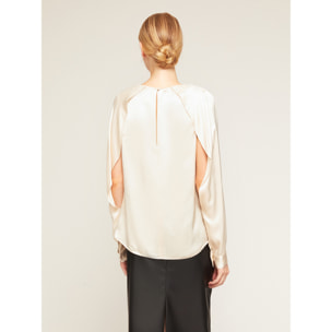 Motivi - Blusa de raso detalle mangas - Blanco