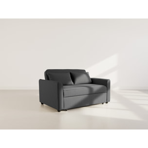 Ernest - Canapé droit 2 places convertible en velours côtelé - Noir