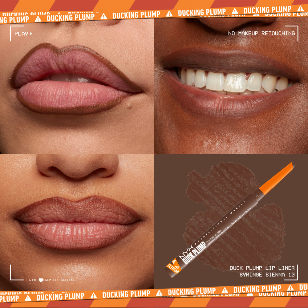 NYX Professional Makeup Duck Plump Plumping Lip Liner, crayon à lèvres, jusqu'à 10h de tenue, fini mat, Syringe Sienna
