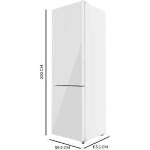 Frigorífico Combi 2 Puertas de Cristal Bolero CoolMarket Combi 356 White Glass D