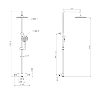 Columna de Ducha | Negra | con Grifo | Monomando | Altura Ajustable | Alday