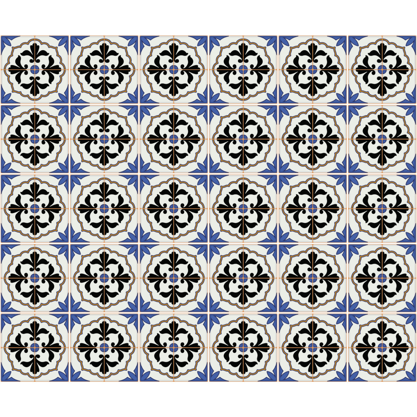 Stickers muraux - Sticker Mural Carrelage adhésif Cuisine Salle de Bain - 30 STICKERS CARREAUX DE CIMENT AZULEJOS MAURO
