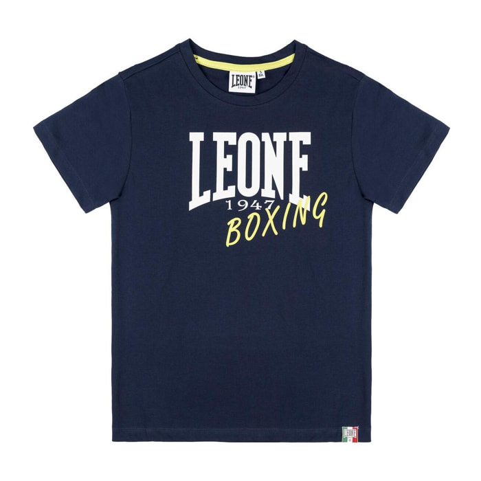 T-shirt da bambino in cotone Leone Denim Blue