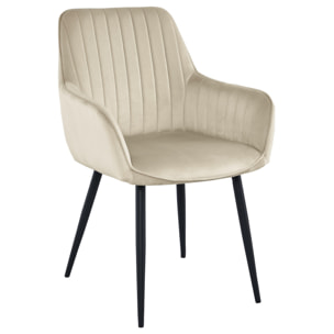 Sedia di design Solden in velluto beige e metallo nero