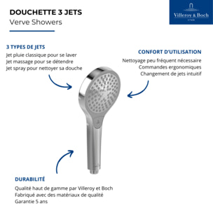 Pomme de douche 3 jets VILLEROY & BOCH Verve Showers Chrome