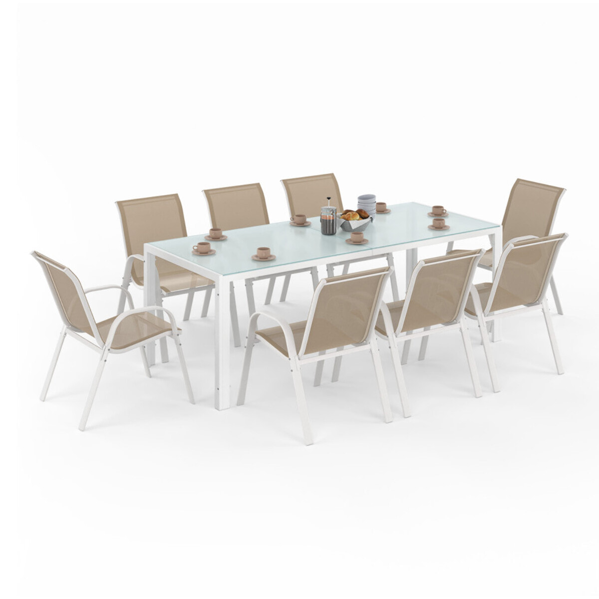 Ensemble repas Formentera 8 places beige