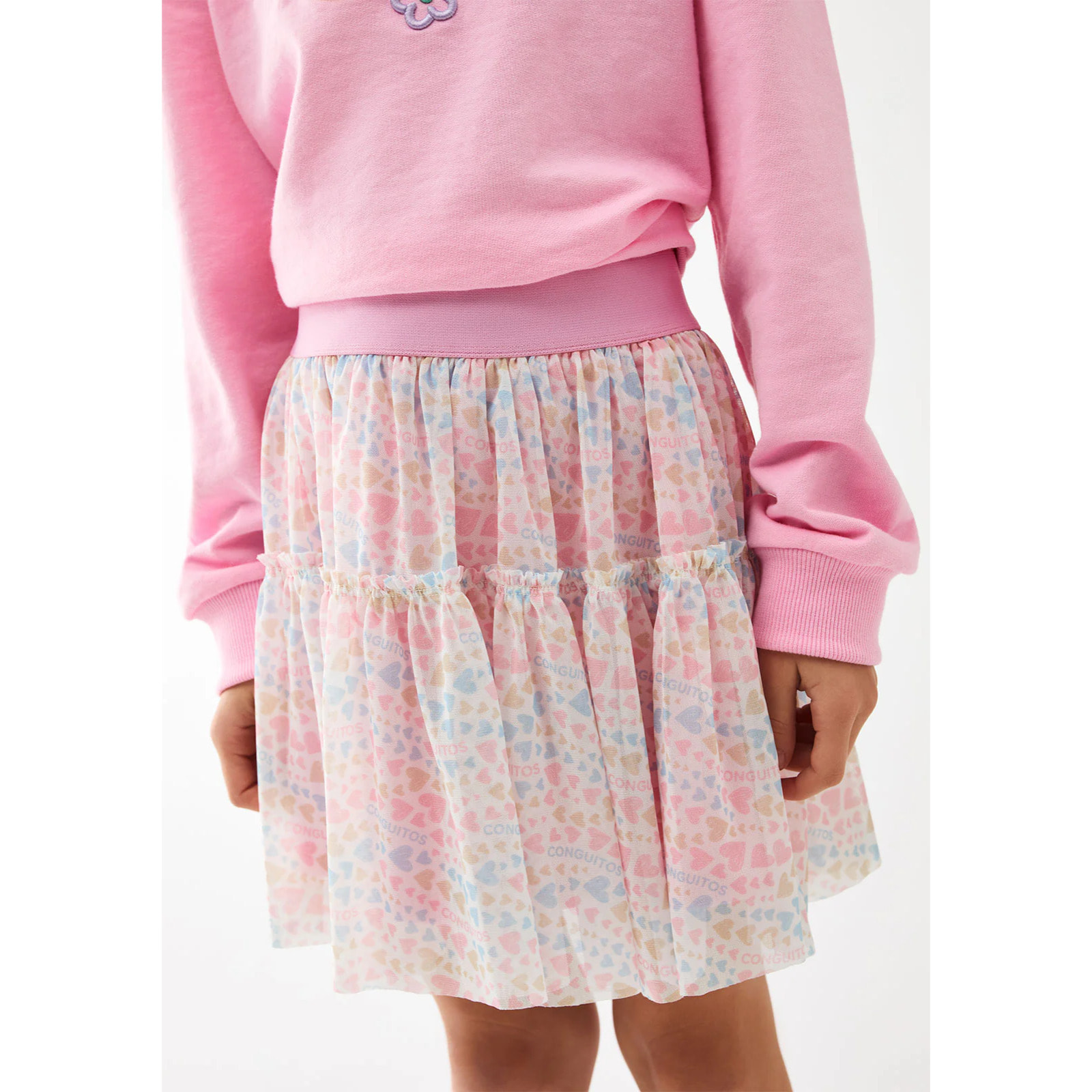 Falda de Niña con Corazones en Multicolor