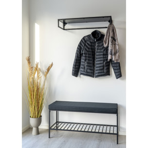 Panchina Vita nera con cuscino e ripiano, gambe nere, 100 cm