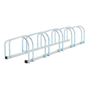 Aparcamiento para 5 Bicicletas Soporte para Aparcar Bicicletas 145x33x27cm Plata