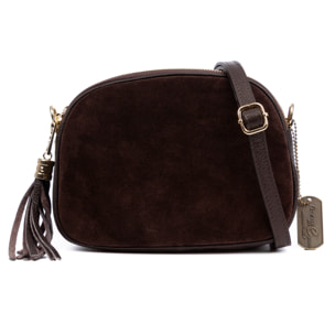 Aliminusa bolso bandolera Mujer. Piel auténtica Gamuza y Dollaro.