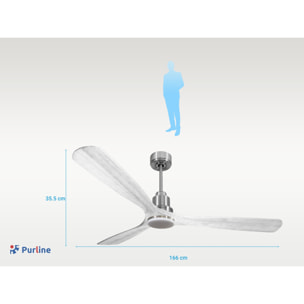 Ventilateur de plafond Réversible  Thermostat Dimmable Wifi Moteur à courant continu Toits en pente Télécommande Lumière à trois tons Hypersilence Mémoire