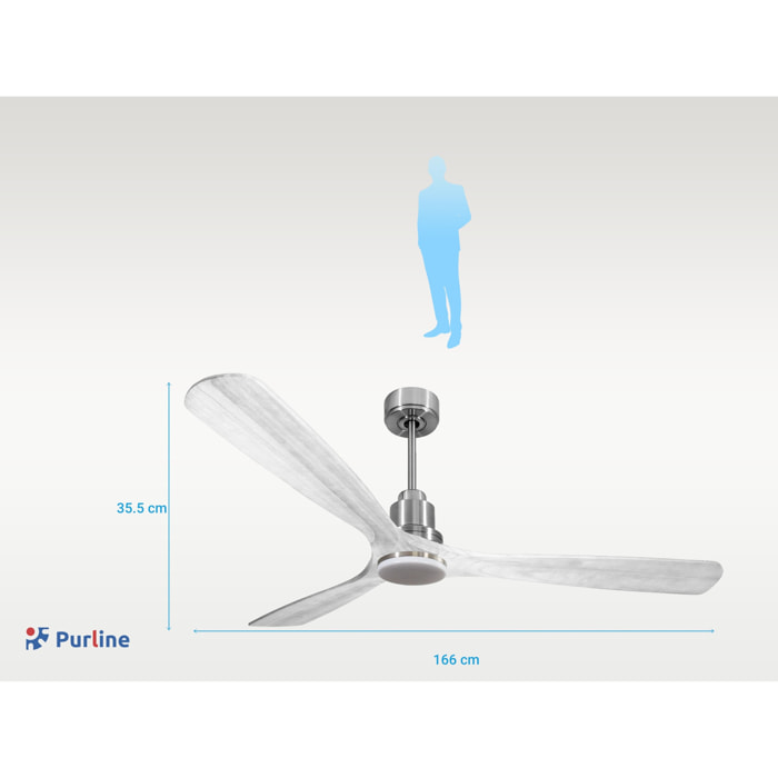 Ventilateur de plafond Réversible  Thermostat Dimmable Wifi Moteur à courant continu Toits en pente Télécommande Lumière à trois tons Hypersilence Mémoire