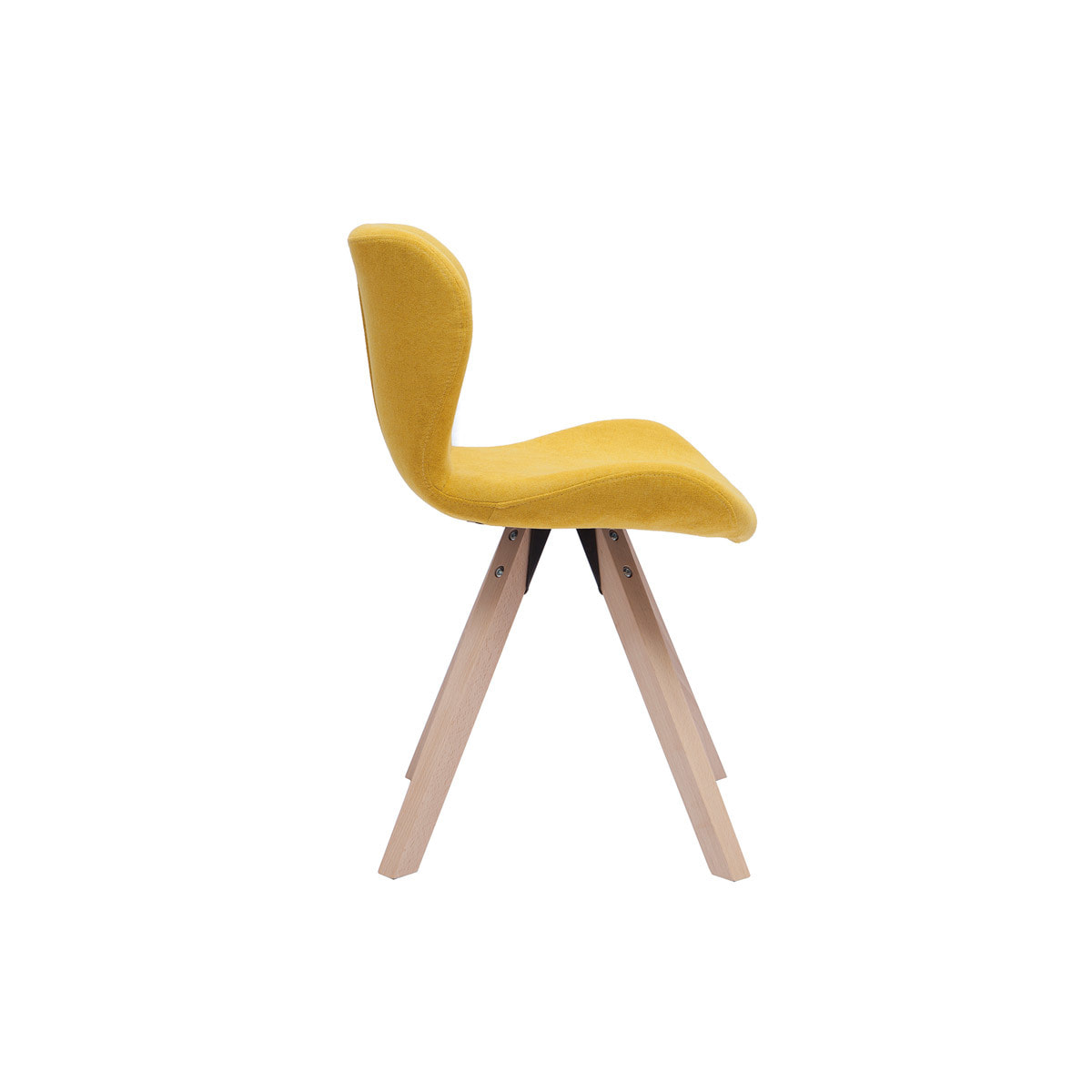 Chaise scandinave en tissu effet velours jaune moutarde et bois clair ANYA