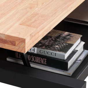 Mesa de centro elevable con almacenaje oculto en roble salvaje y negro 120x47,5-62 cm Loft Roble salvaje - Negro