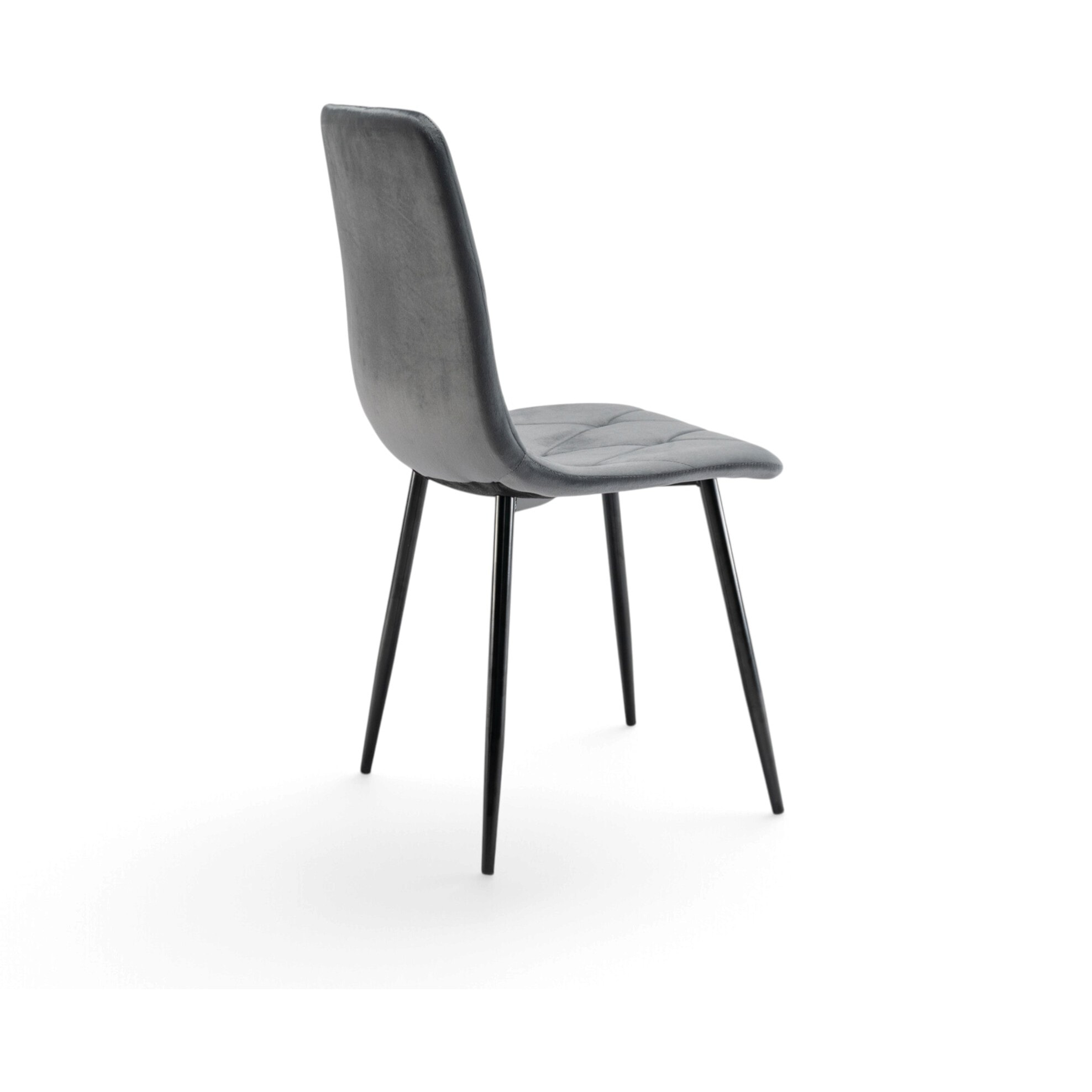Set di 4 sedie CUENCA in tessuto effetto velluto grigio e gambe nere