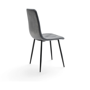 Set di 4 sedie CUENCA in tessuto effetto velluto grigio e gambe nere