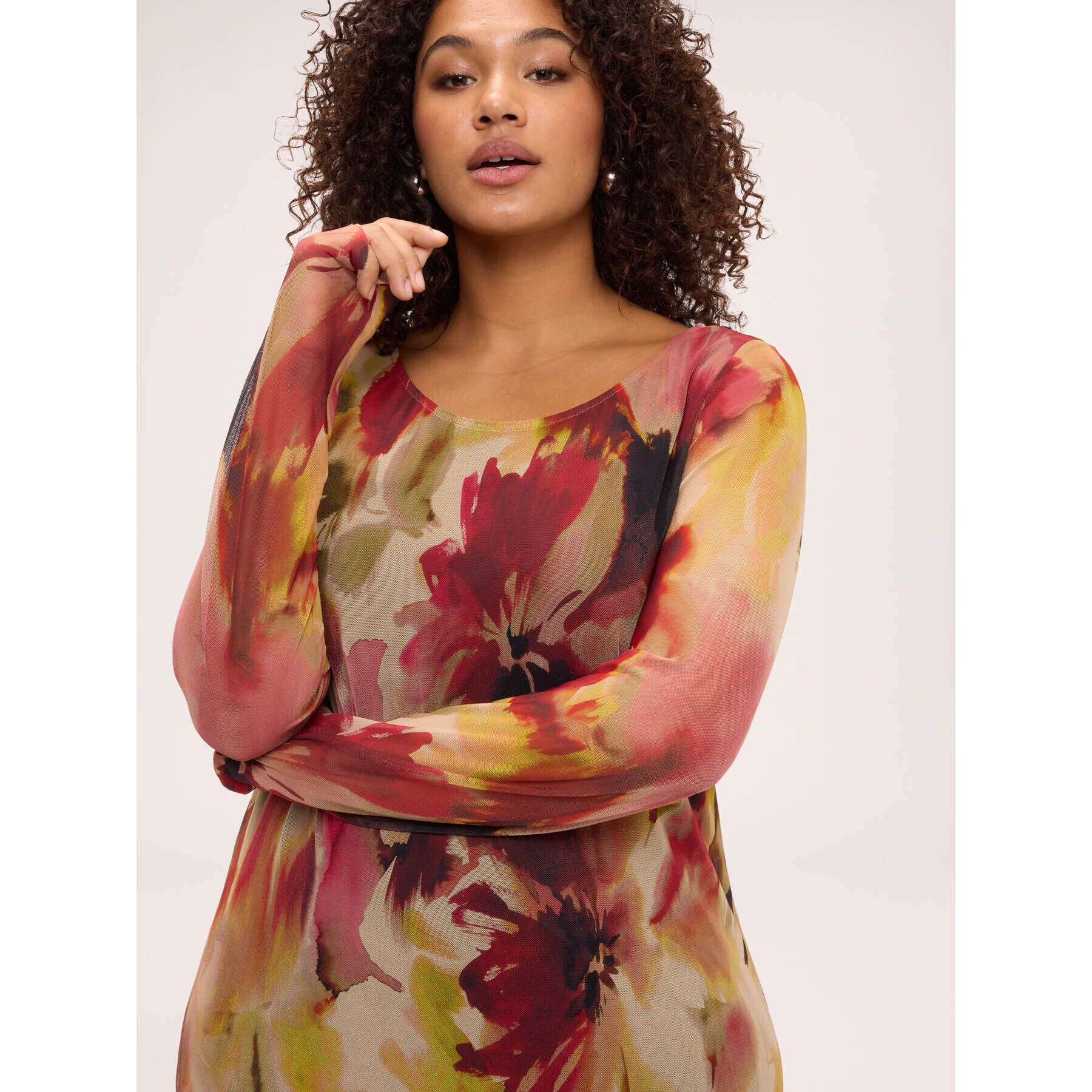 Fiorella Rubino - Vestito svasato in tulle con stampa - Beige