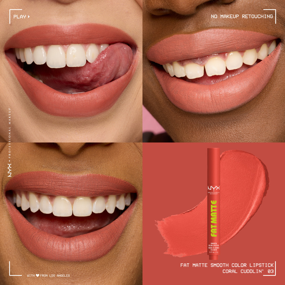 NYX Professional Makeup Fat Matte Rouge à Lèvres Mat Crémeux Coral Cuddlin'