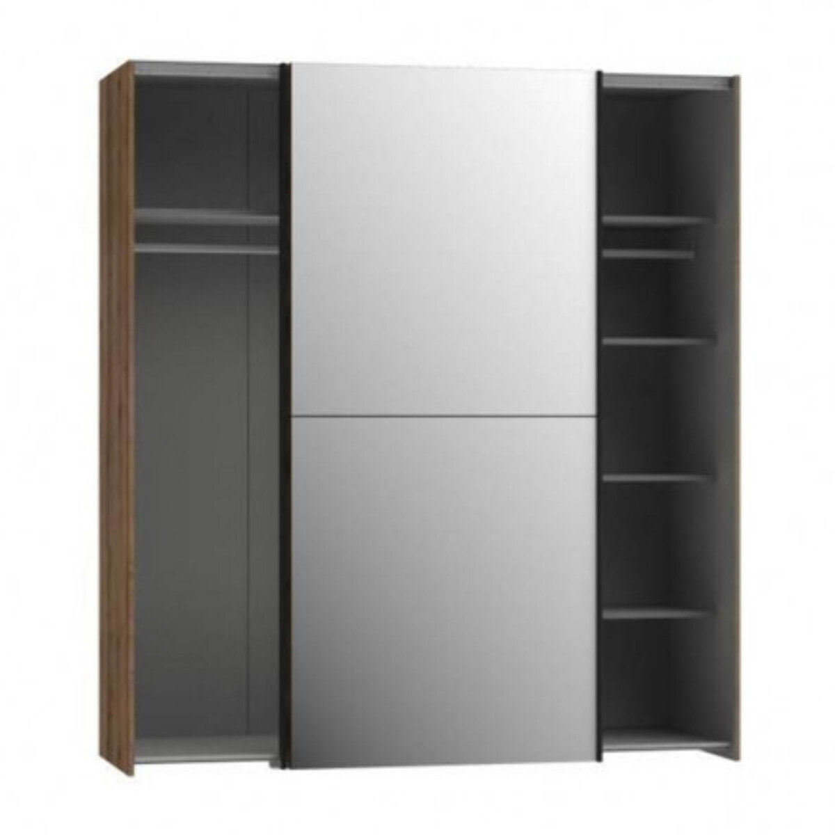 Dressing Armoire 2 portes coulissantes 5 tablettes et 1 miroir - 6 coloris - THAIS