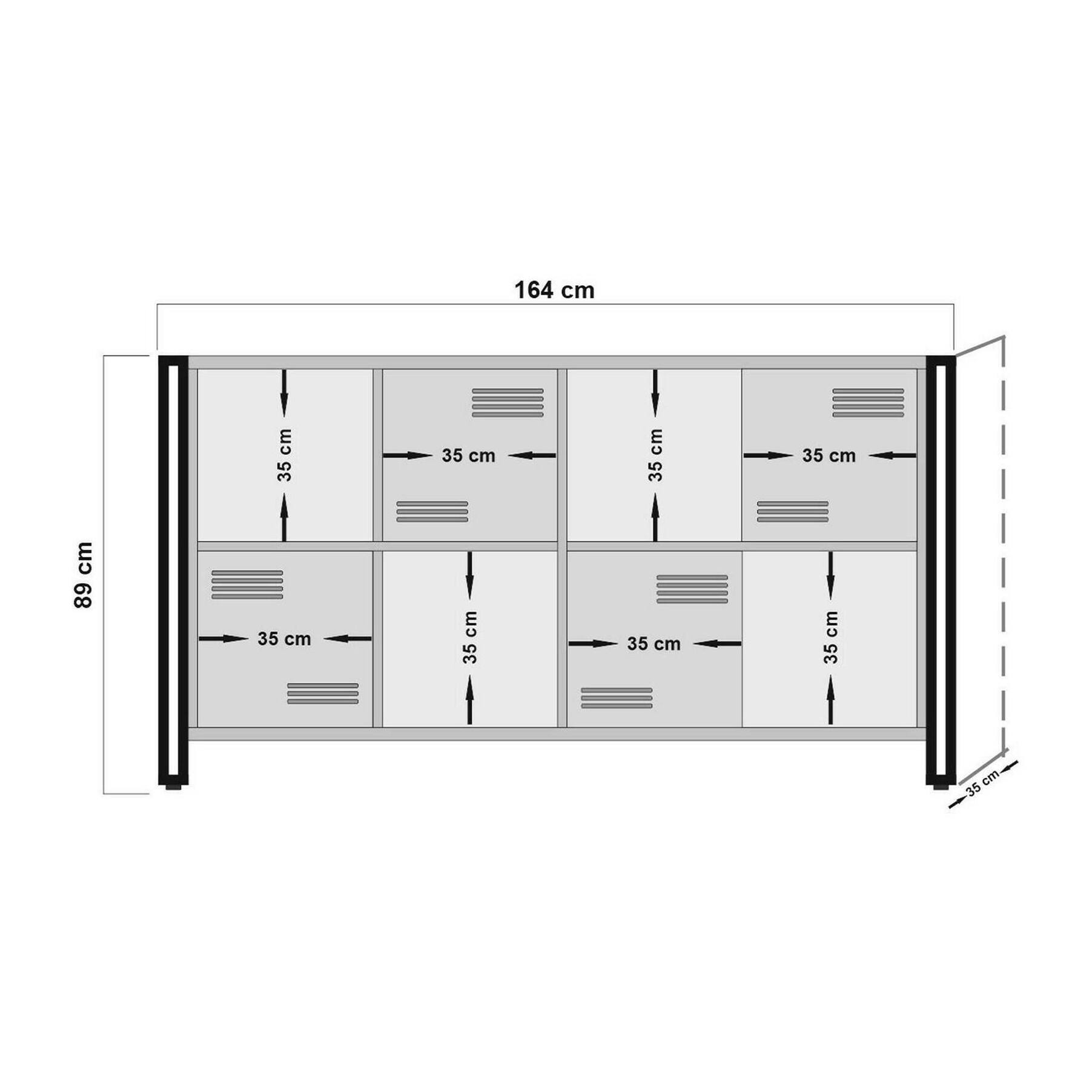 Credenza Dumfrie, Buffet da soggiorno, Madia da salotto, Dispensa da cucina, 164x35h89 cm, Quercia e Nero