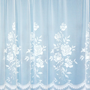 Panneau droit roses en dentelle modulable avec ruban fronceur - Blanc