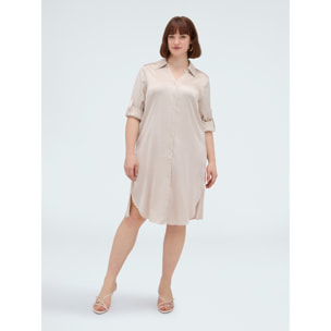 Fiorella Rubino - Vestito Power chemisier in raso di viscosa - Beige