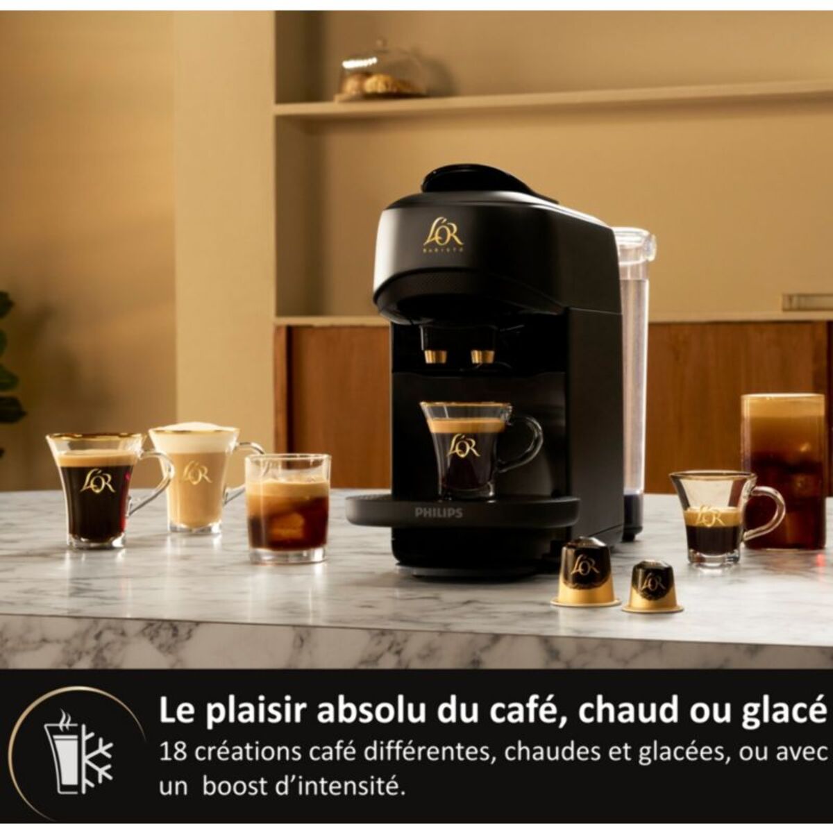 Cafetière à dosette PHILIPS L'Or Barista Absolu LM9512/20 – Cafés chauds ou glacés