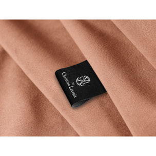 Canapé d'angle droit convertible avec coffre de rangement "Audra" 5 places en velours rose