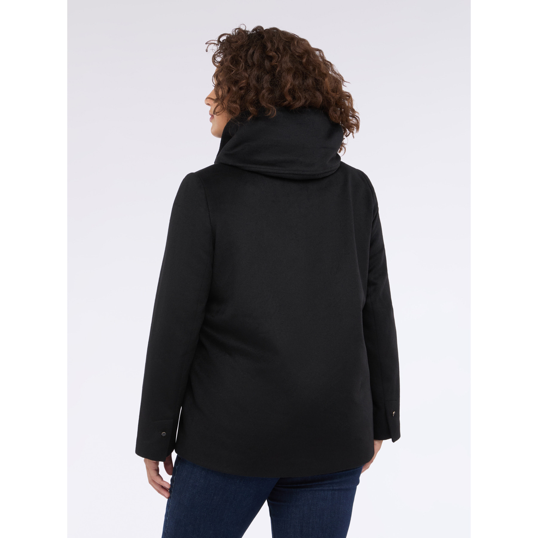 Fiorella Rubino - Cappottino corto in misto lana con collo alto - Nero