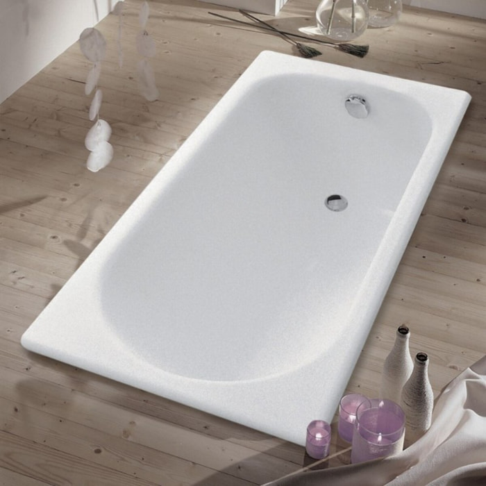 Baignoire droite 170 x 70 Soissons en fonte + pare bain