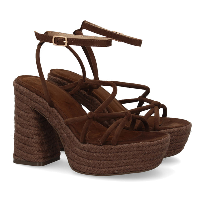 Sandalia de tacon de yute para mujer, comodas y elegantes, diseño moderno con tiras cruzadas