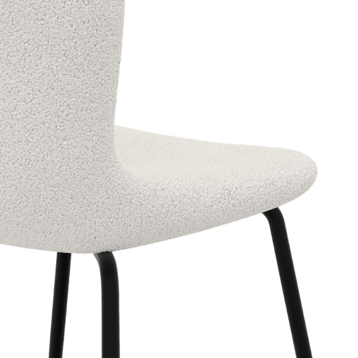 Lot de 2 chaises effet laine bouclette blanche et pieds en métal - Koko