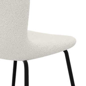 Lot de 2 chaises effet laine bouclette blanche et pieds en métal - Koko