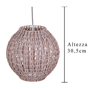 Lampadario In Rattan. Altezza 30,5 Cm - Pezzi 1 - 31X30,5X31cm - Colore: Marrone - Bianchi Dino - Lampade E Lampadari