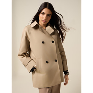 Oltre - Gabardina cruzada midi de mezcla de algodón - Beige