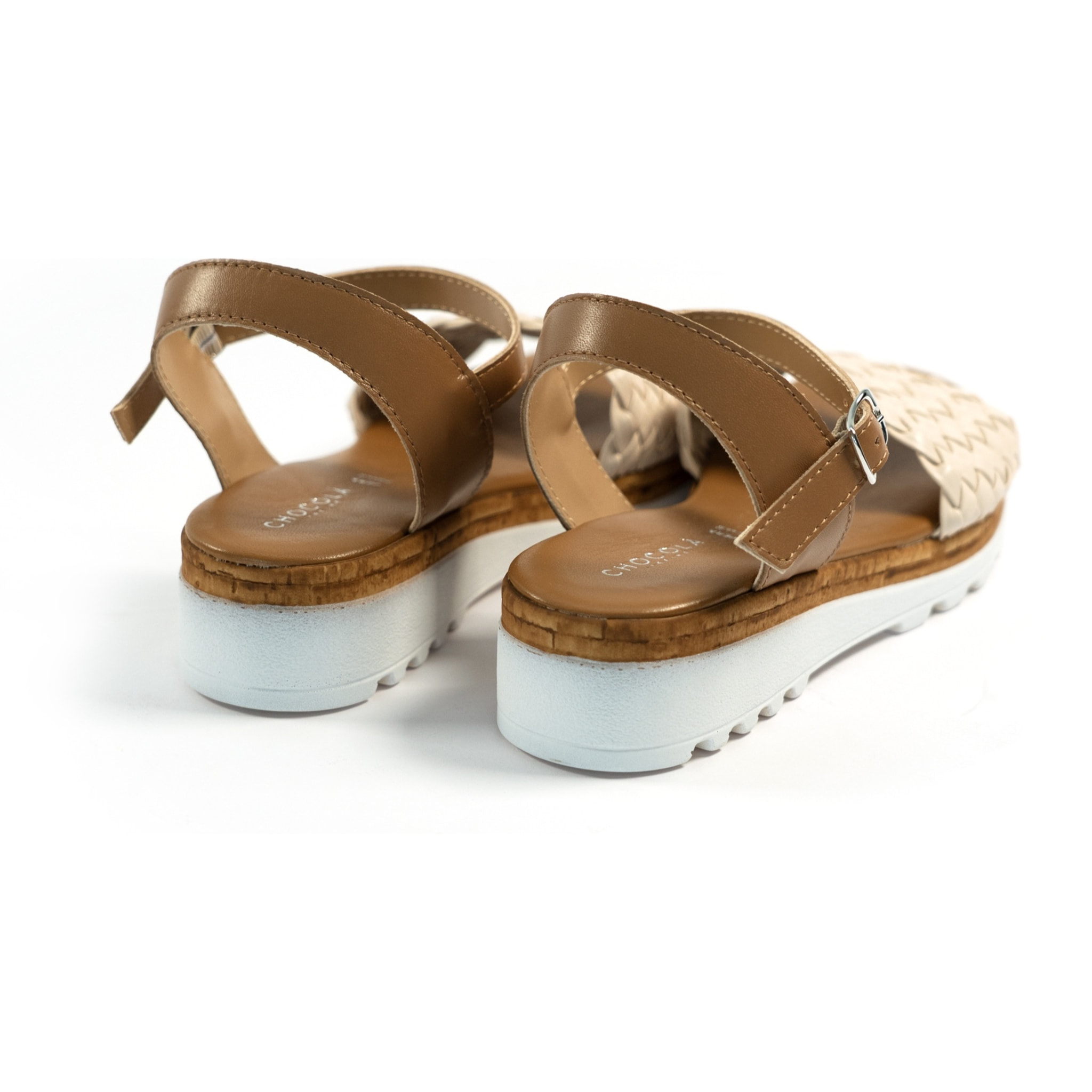 SANDALO INTRECCIATO VERA PELLE BEIGE