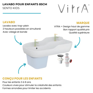 Lavabo pour enfant VITRA Sento Kids 85 cm + siphon et bonde Wirquin