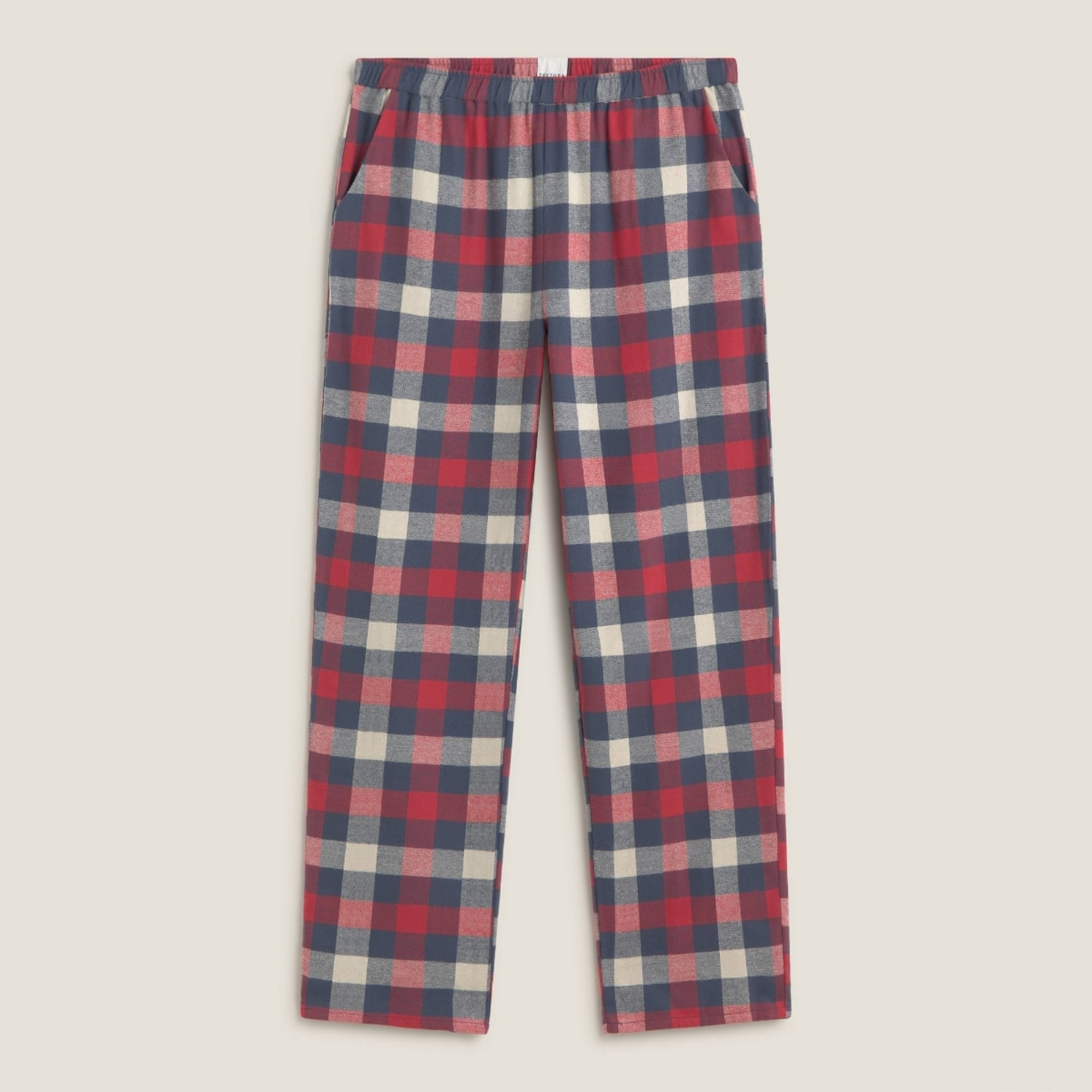 Pantalón de algodón franela con cuadros Neusa color marfil crudo 100% Algodón